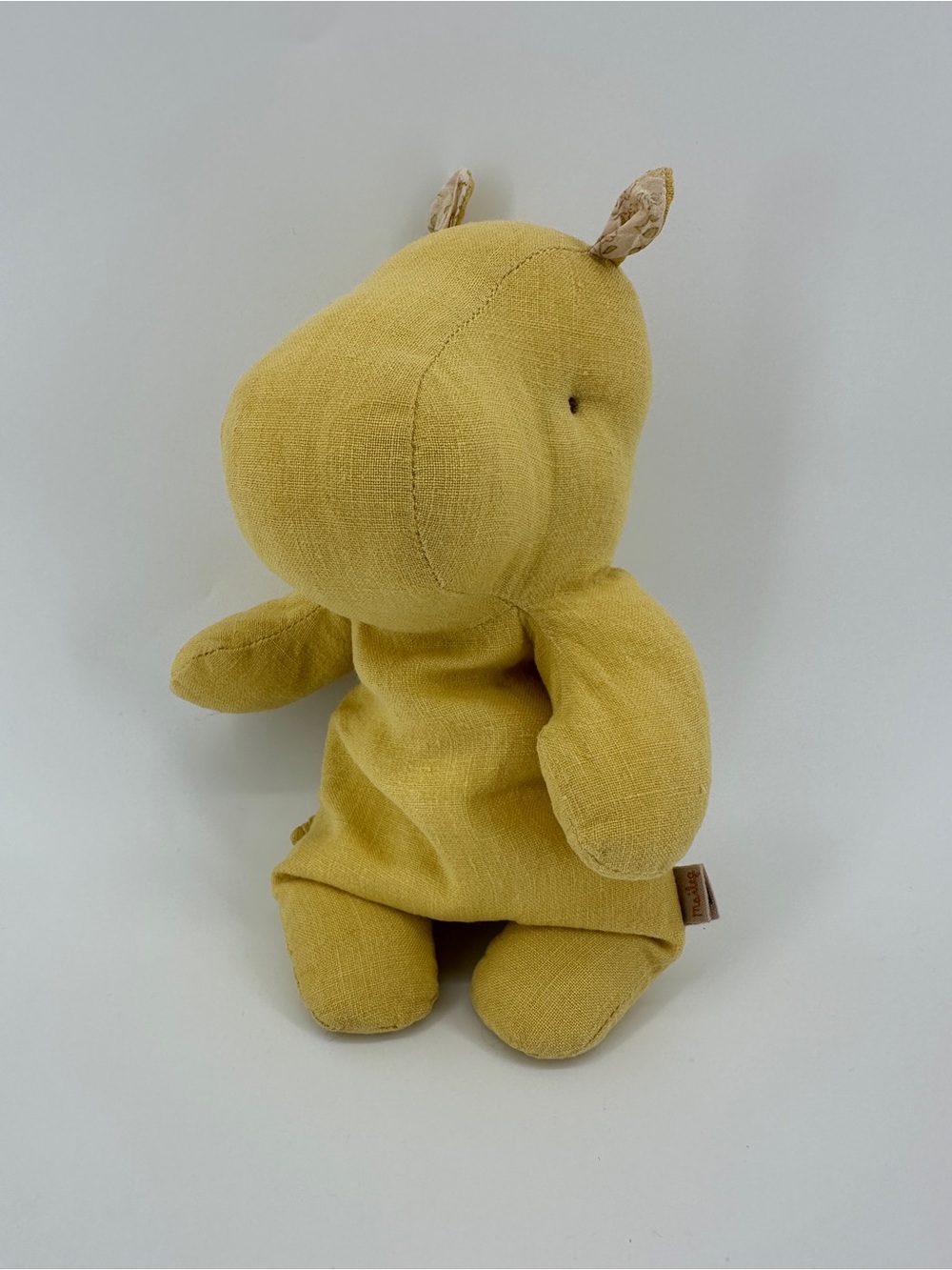 Maileg Hippo 9” Small Safari Friends Linen Mustard Yellow Plush Baby Floral Ears